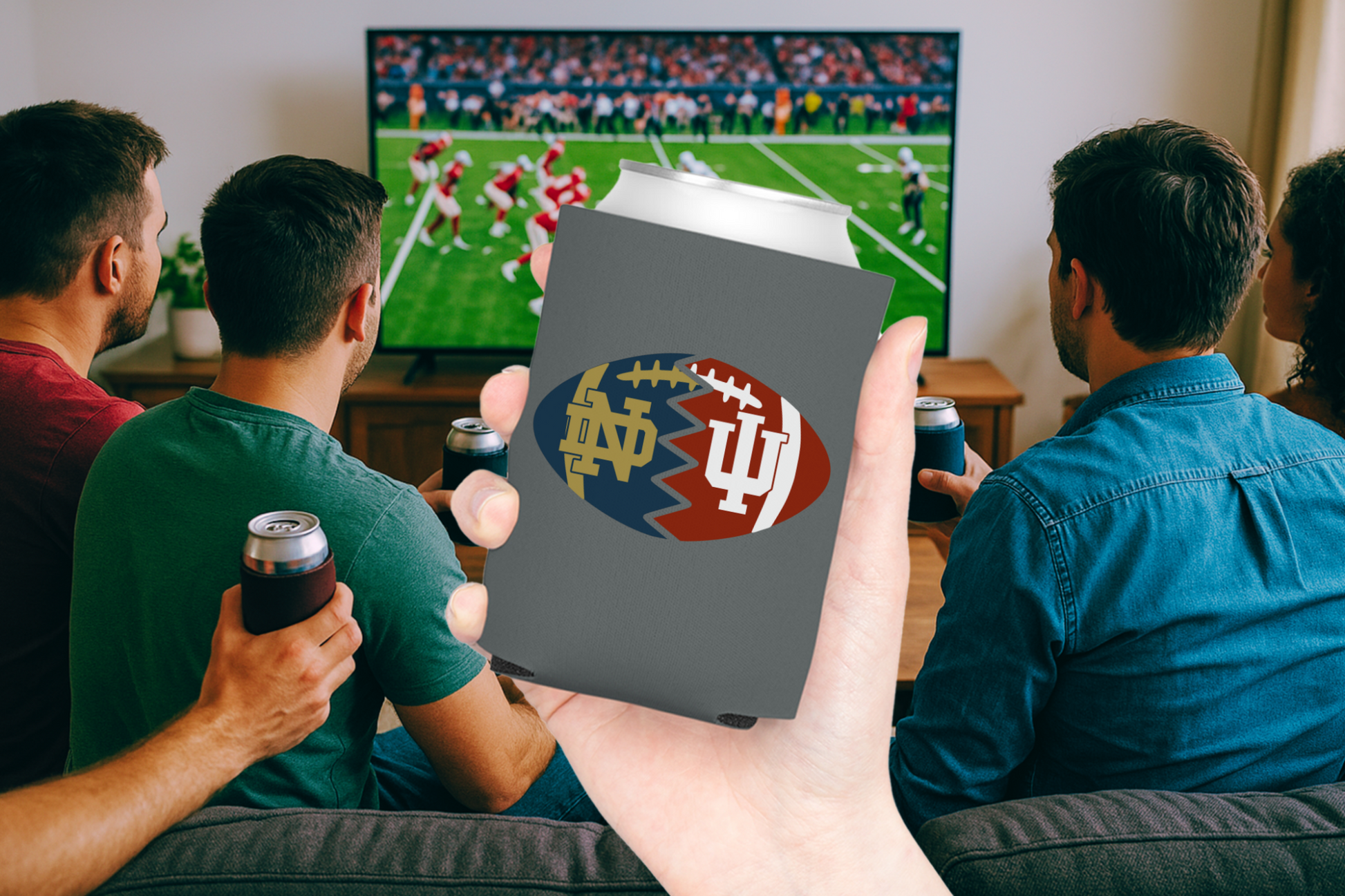 Split Football Logos Can Coolers - Tailgate Vibes