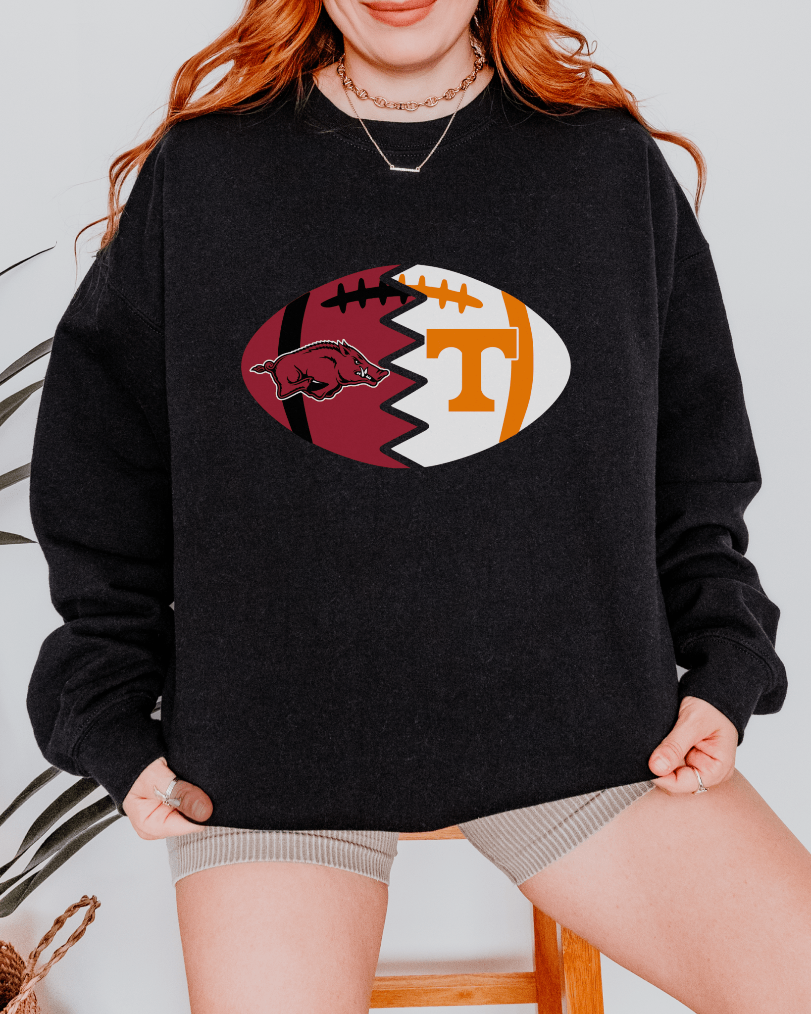 Split Football Logos Crewneck Sweatshirt - Tailgate Vibes