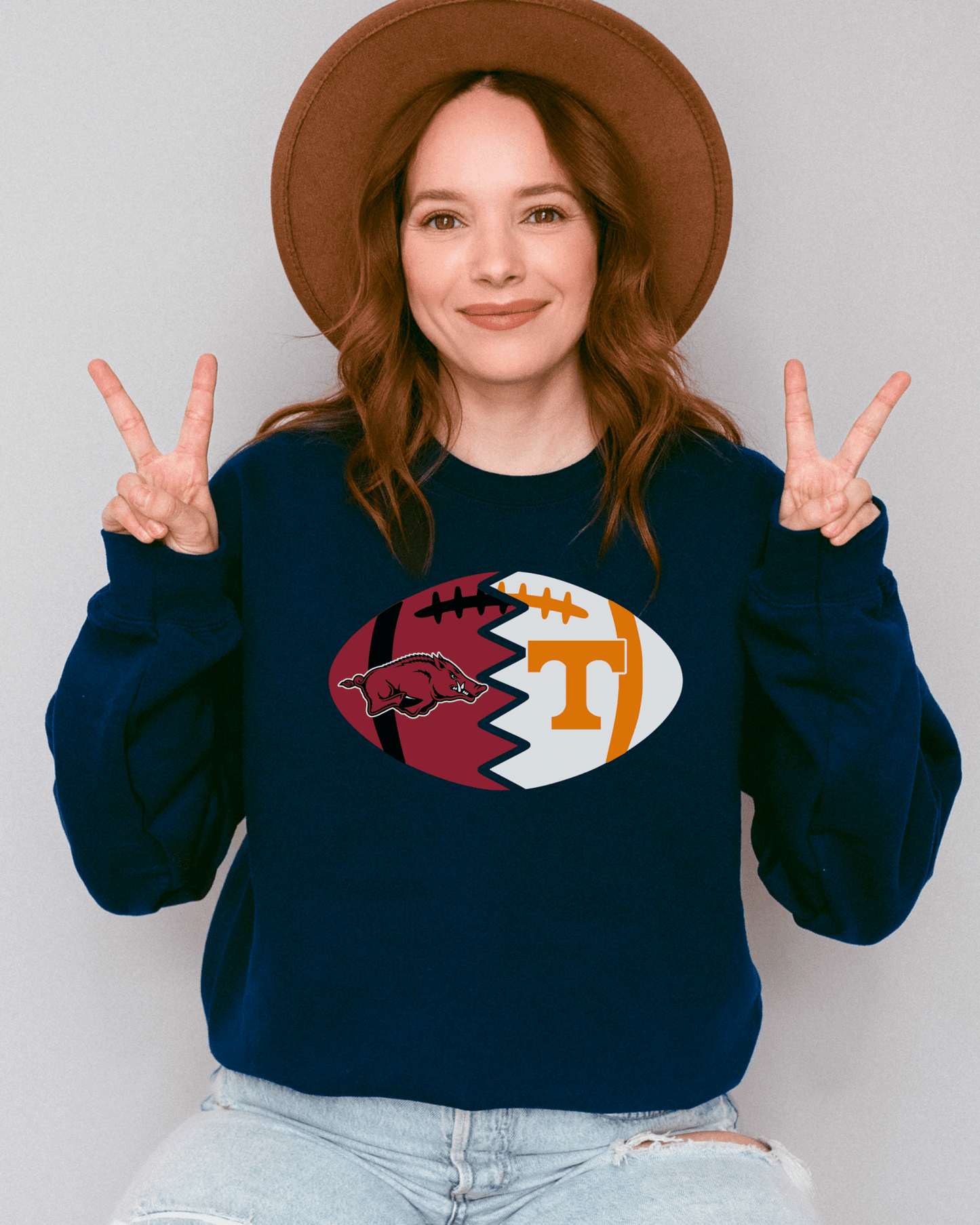 Split Football Logos Crewneck Sweatshirt - Tailgate Vibes