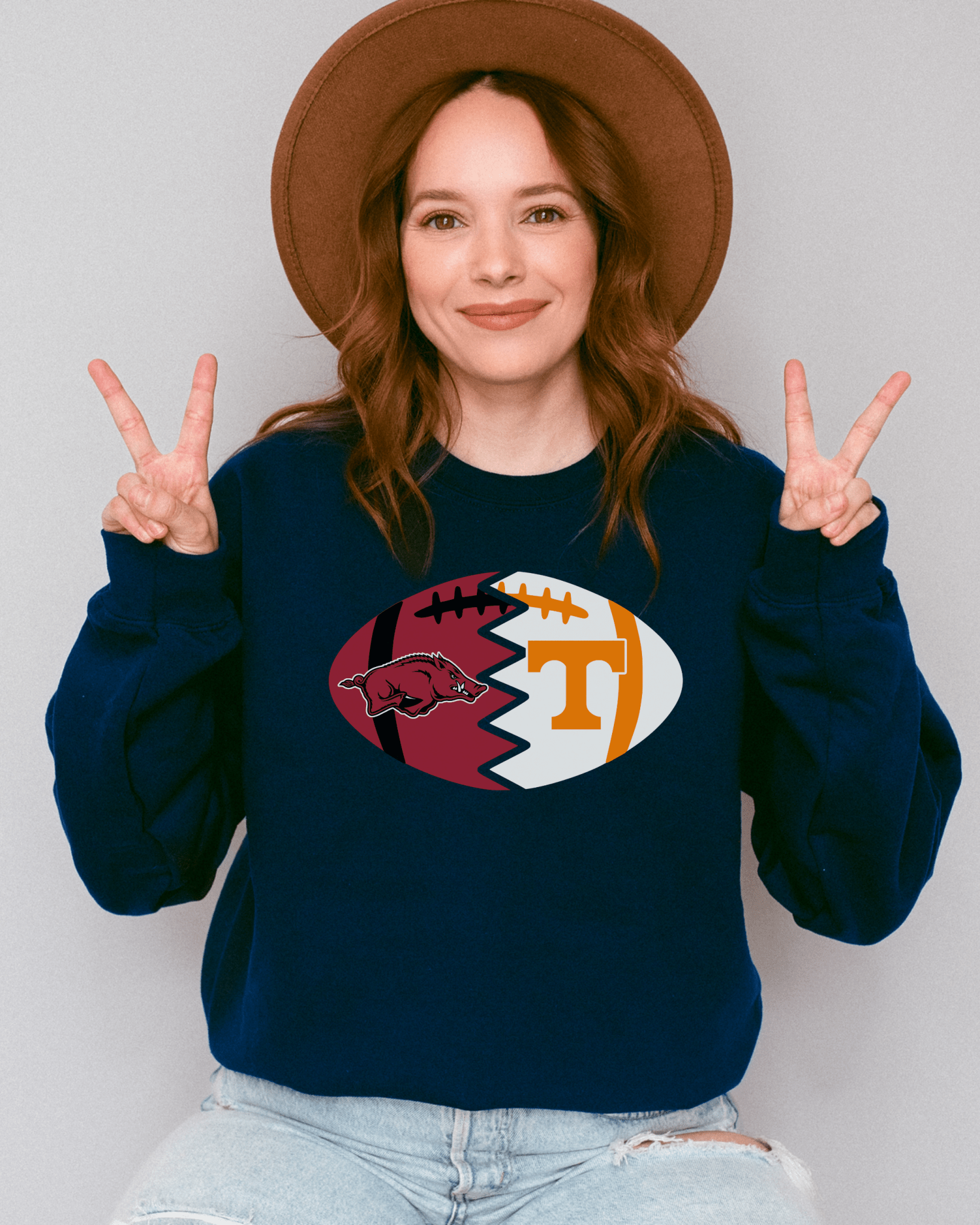 Split Football Logos Crewneck Sweatshirt - Tailgate Vibes