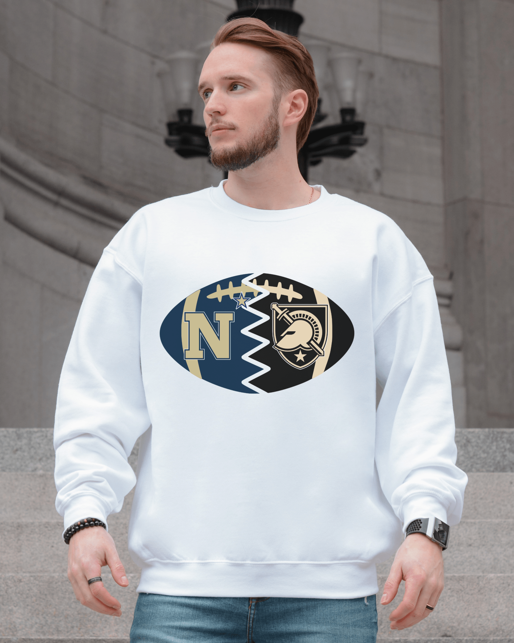 Split Football Logos Crewneck Sweatshirt - Tailgate Vibes