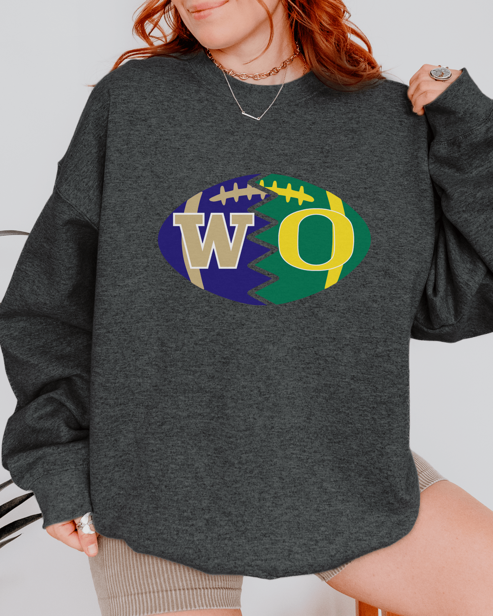 Split Football Logos Crewneck Sweatshirt - Tailgate Vibes