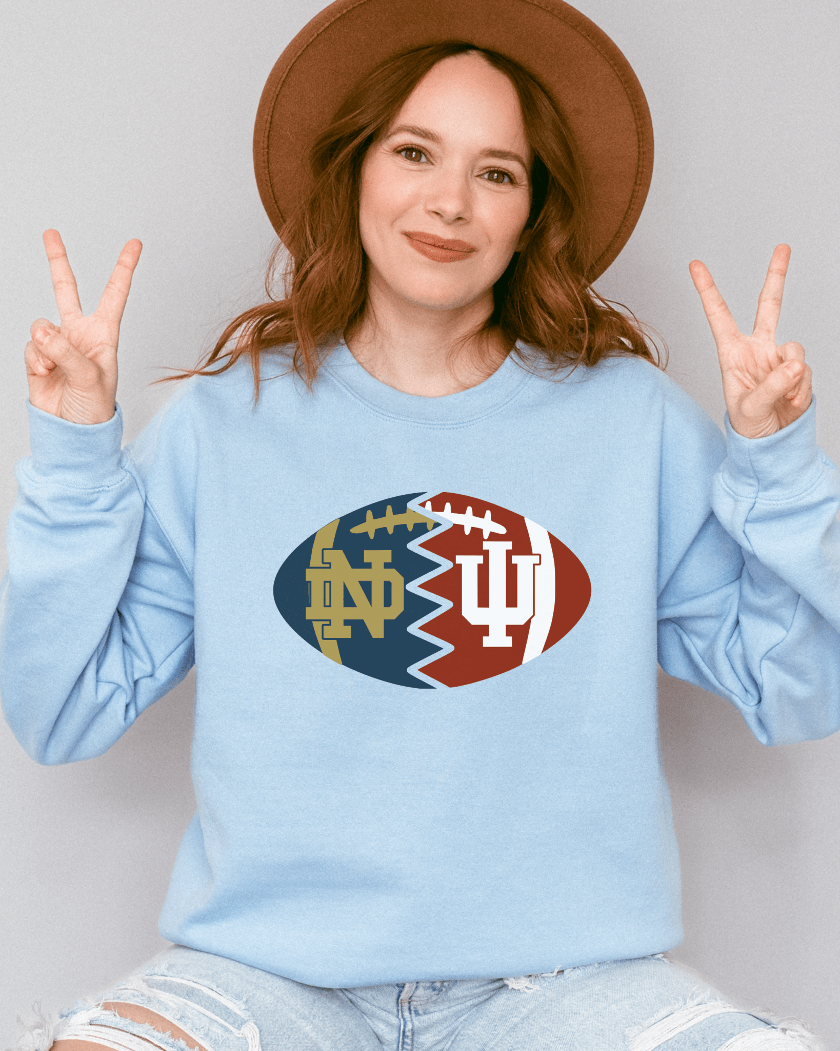 Split Football Logos Crewneck Sweatshirt - Tailgate Vibes