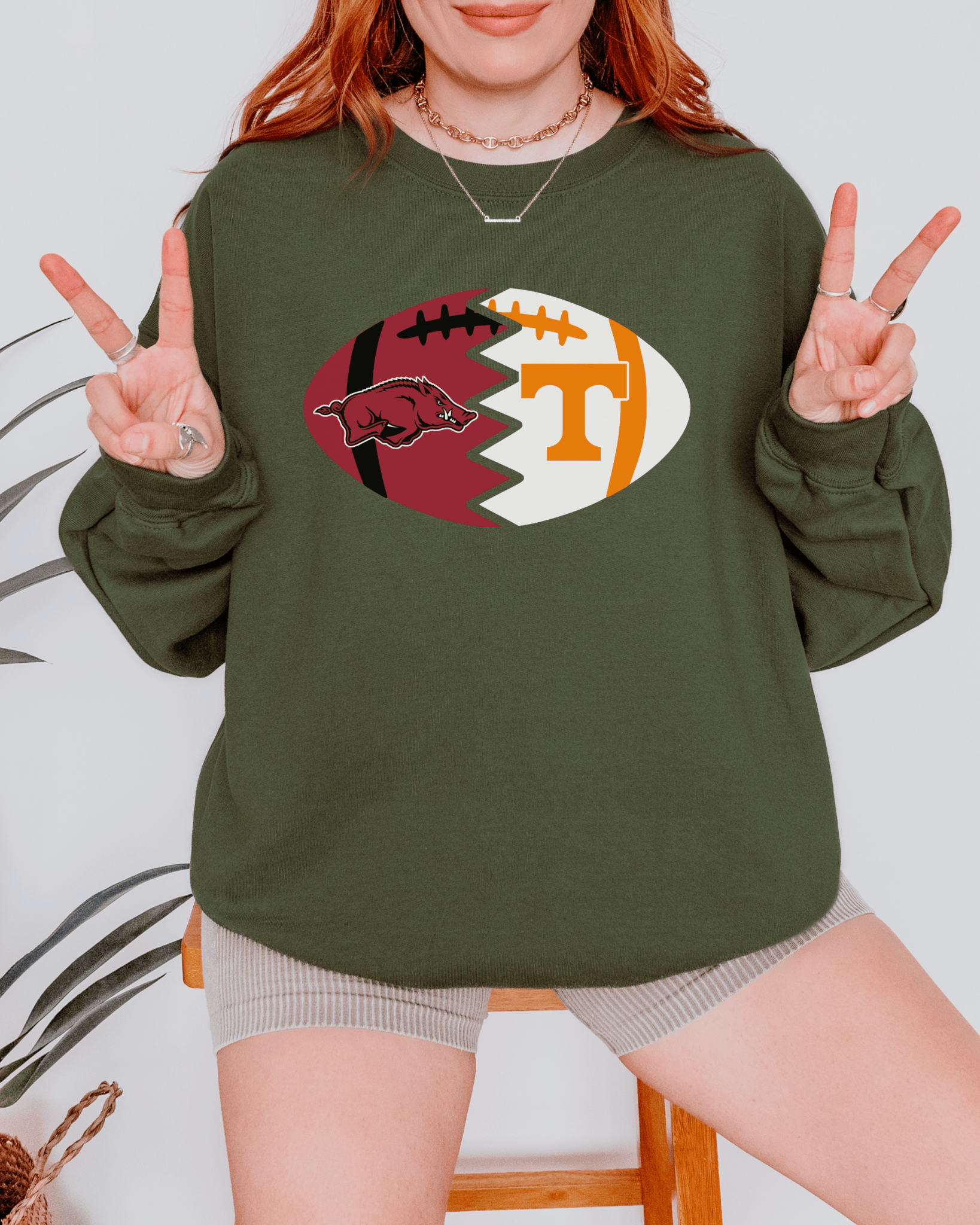 Split Football Logos Crewneck Sweatshirt - Tailgate Vibes