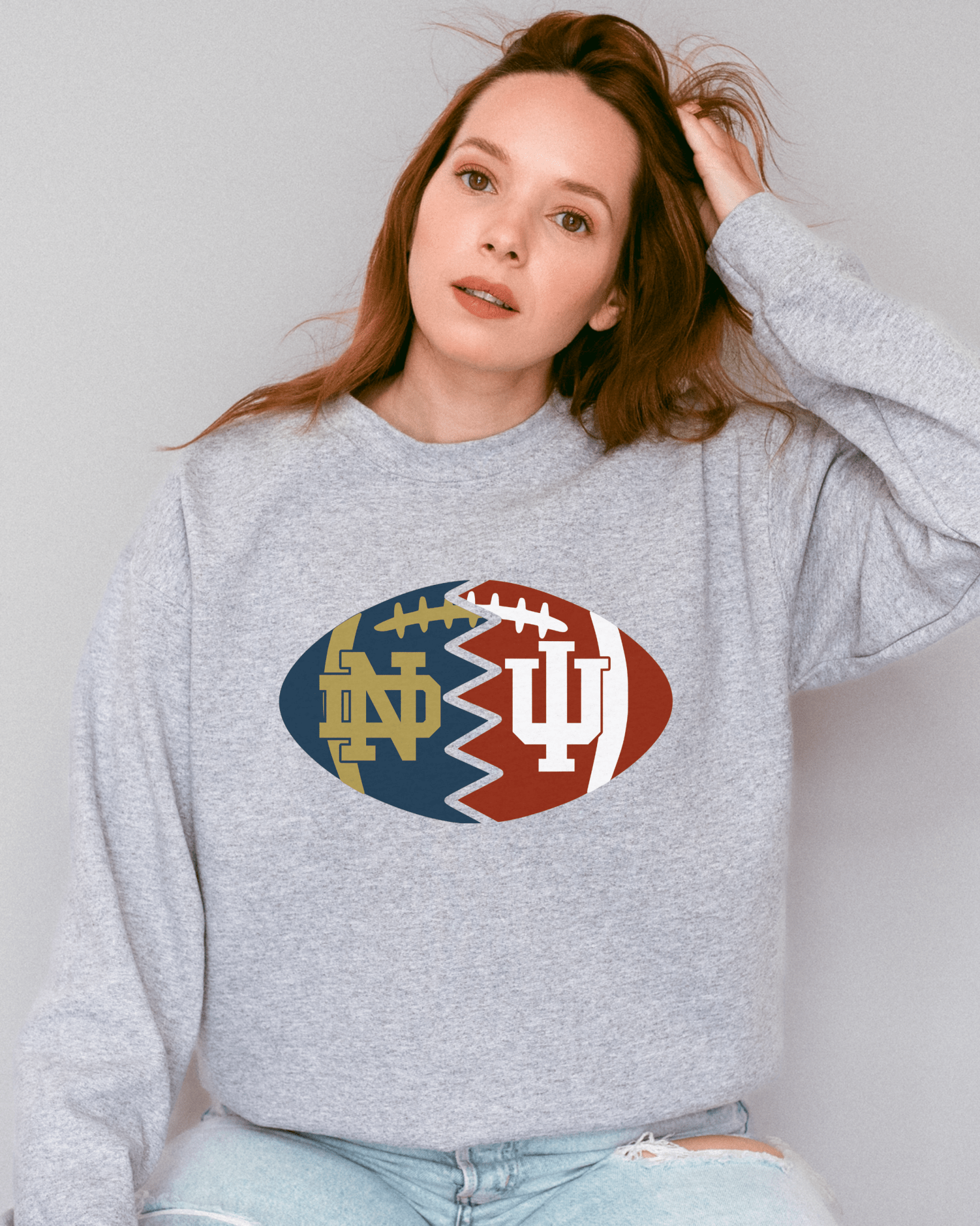 Split Football Logos Crewneck Sweatshirt - Tailgate Vibes
