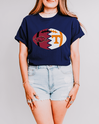 Split Football Logos T-shirt - Tailgate Vibes