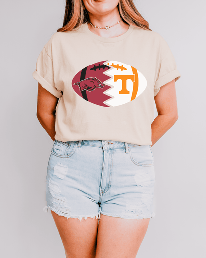 Split Football Logos T-shirt - Tailgate Vibes