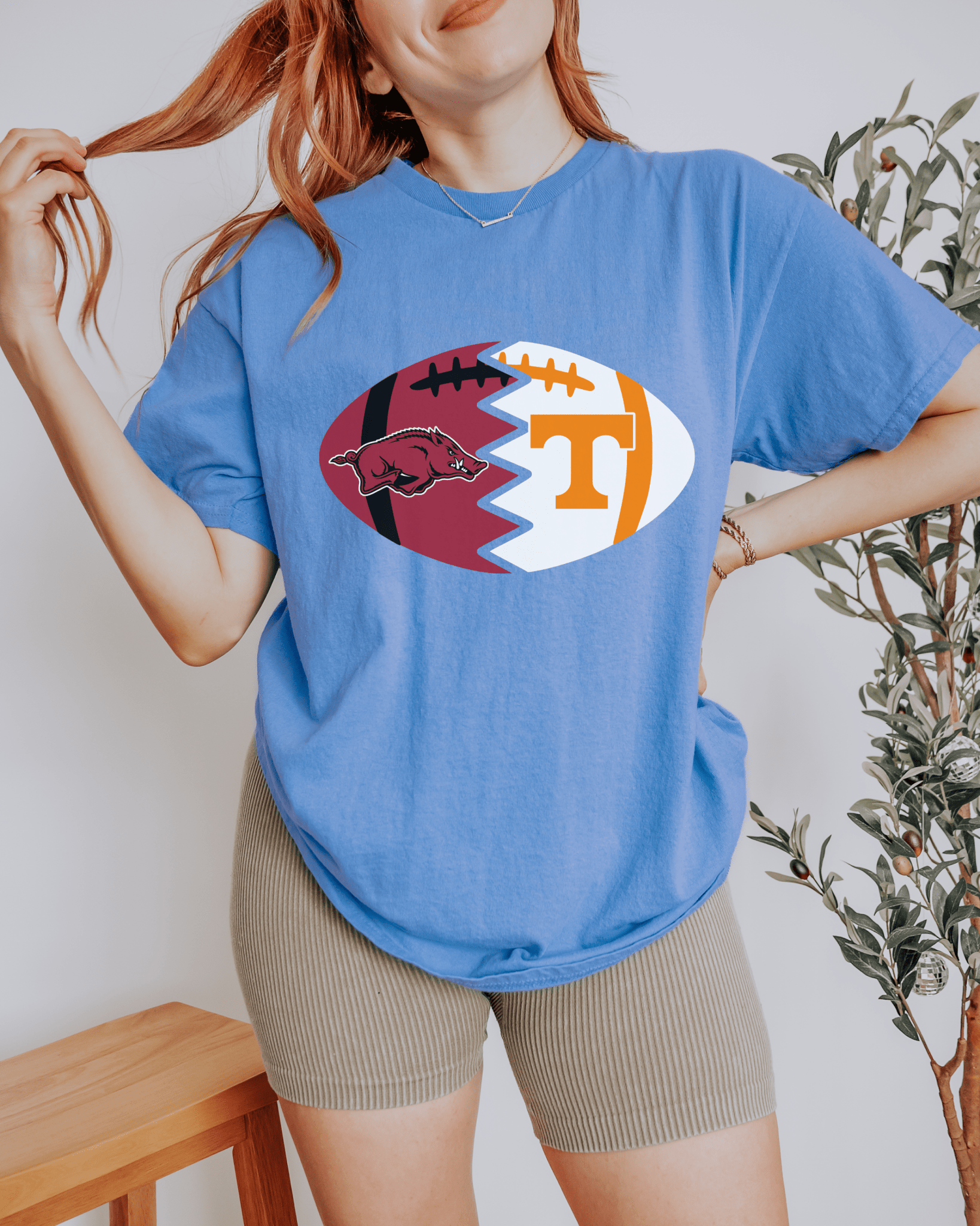 Split Football Logos T-shirt - Tailgate Vibes