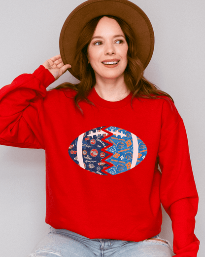 Split Football Prints Crewneck Sweatshirt - Tailgate Vibes