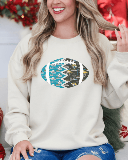 Split Football Prints Crewneck Sweatshirt - Tailgate Vibes