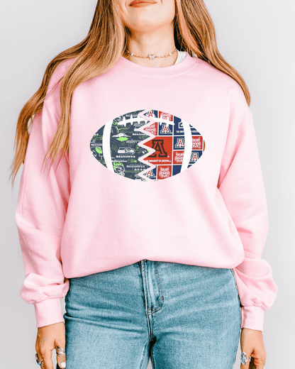Split Football Prints Crewneck Sweatshirt - Tailgate Vibes