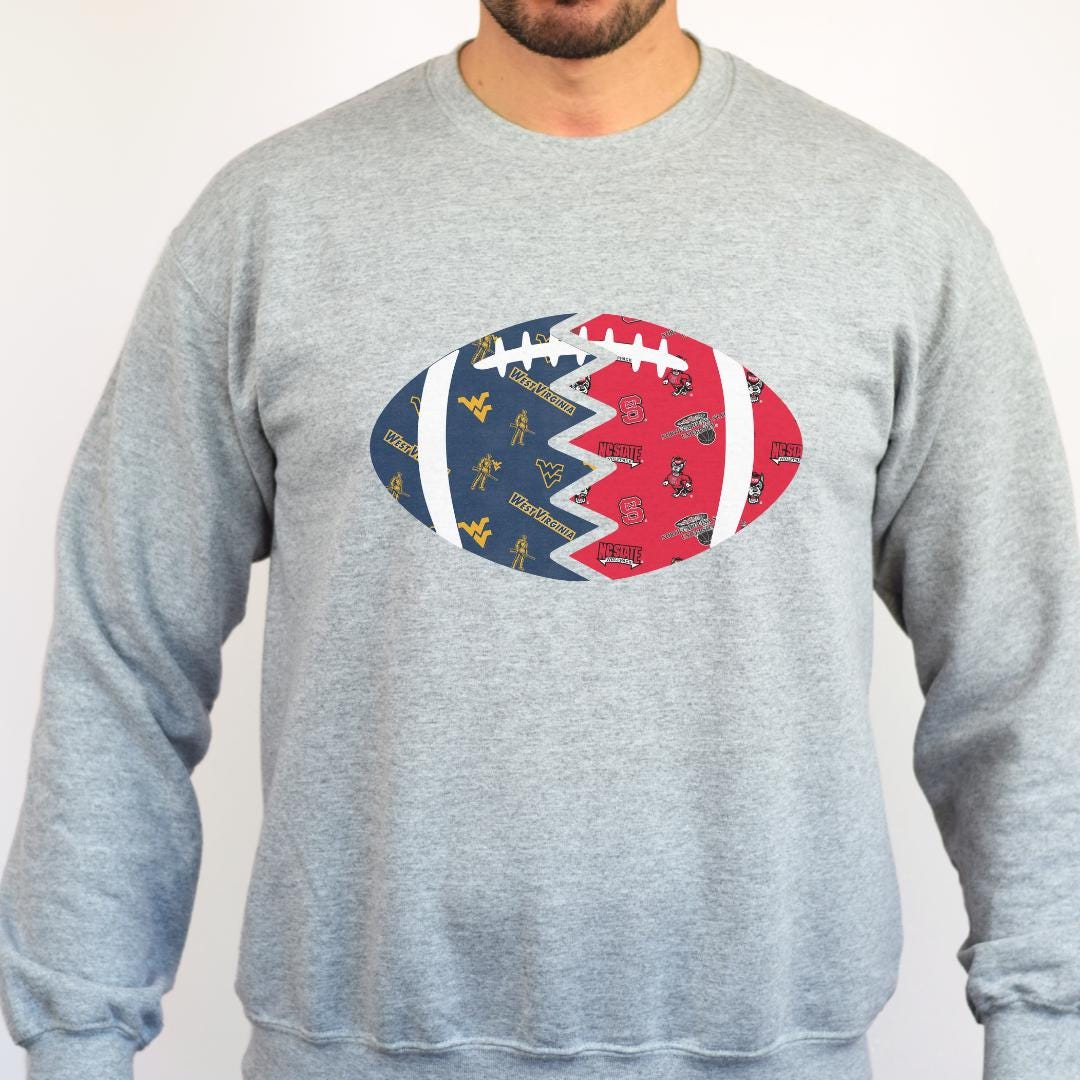Split Football Prints Crewneck Sweatshirt - Tailgate Vibes