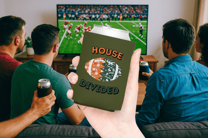 Split Football Prints House Divided Can Cooler - Tailgate Vibes