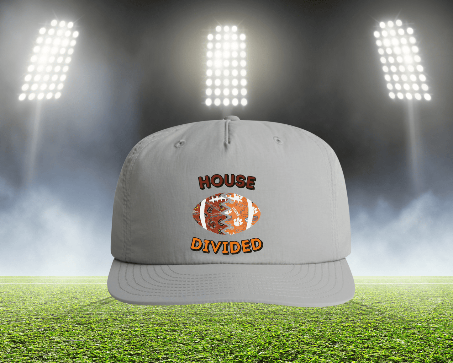 Split Football Prints House Divided Hats - Tailgate Vibes