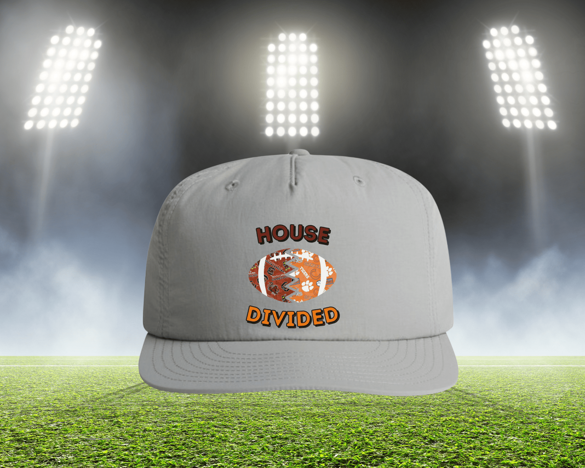 Split Football Prints House Divided Hats - Tailgate Vibes
