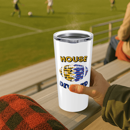 Split Football Prints House Divided Stainless Tumbler - Tailgate Vibes