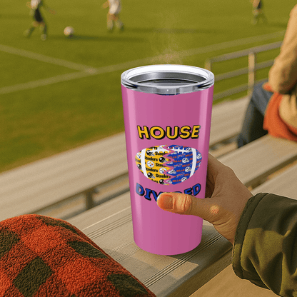Split Football Prints House Divided Stainless Tumbler - Tailgate Vibes