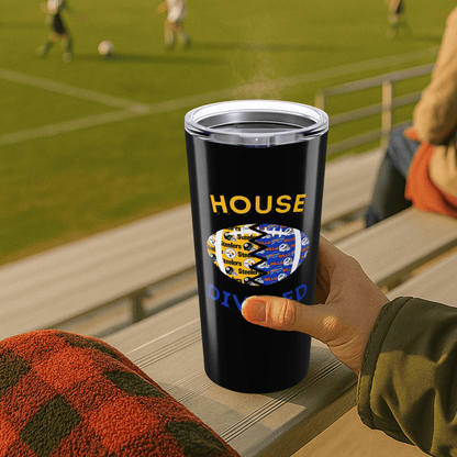 Split Football Prints House Divided Stainless Tumbler - Tailgate Vibes