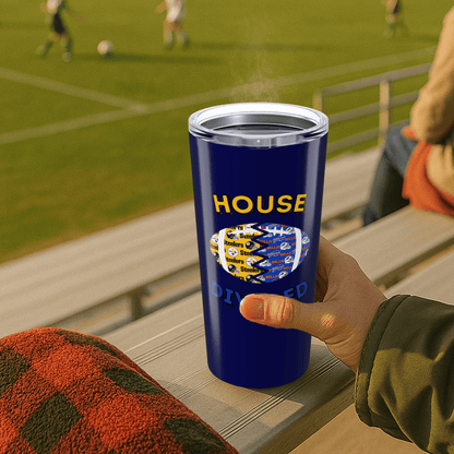 Split Football Prints House Divided Stainless Tumbler - Tailgate Vibes
