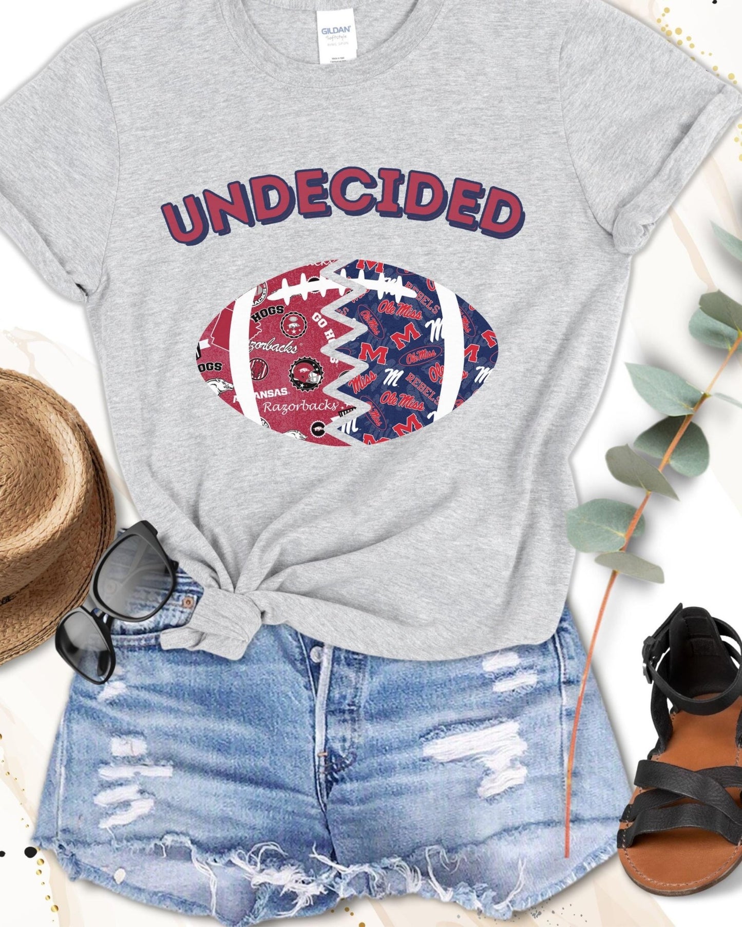 Split Football Prints House Divided T-shirt - Tailgate Vibes