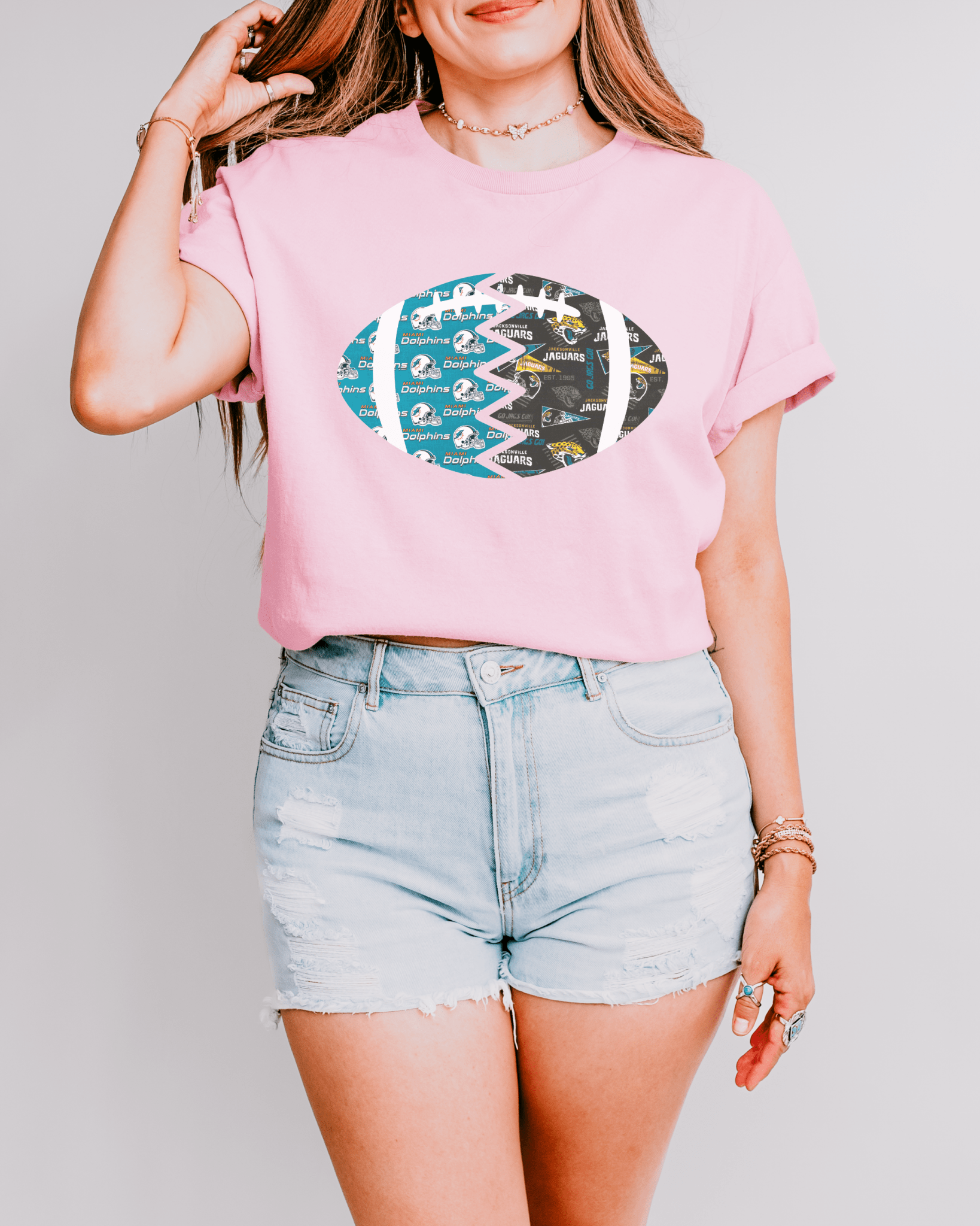Split Football Prints T-shirt - Tailgate Vibes