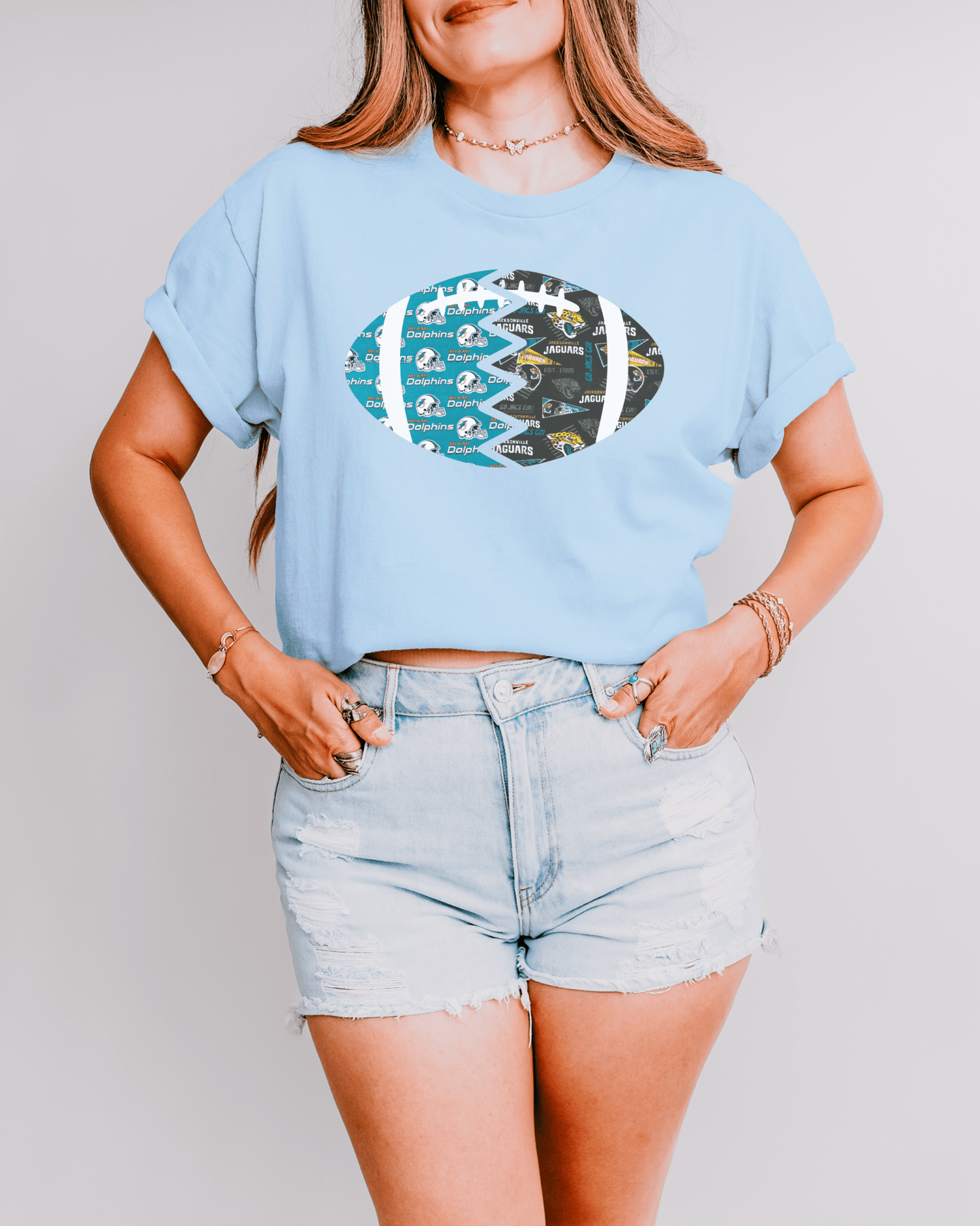 Split Football Prints T-shirt - Tailgate Vibes