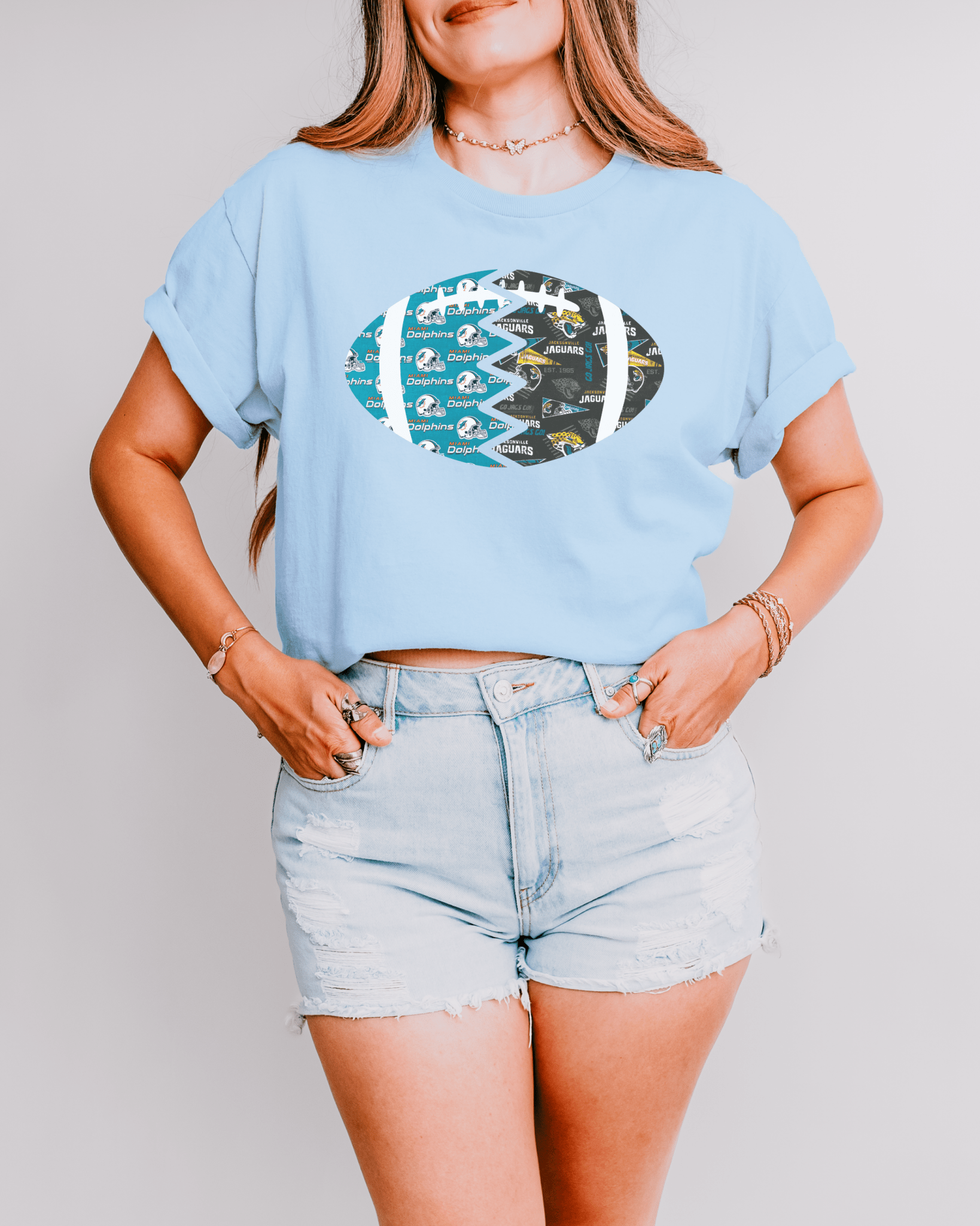 Split Football Prints T-shirt - Tailgate Vibes