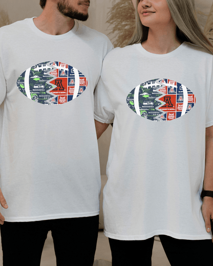 Split Football Prints T-shirt - Tailgate Vibes