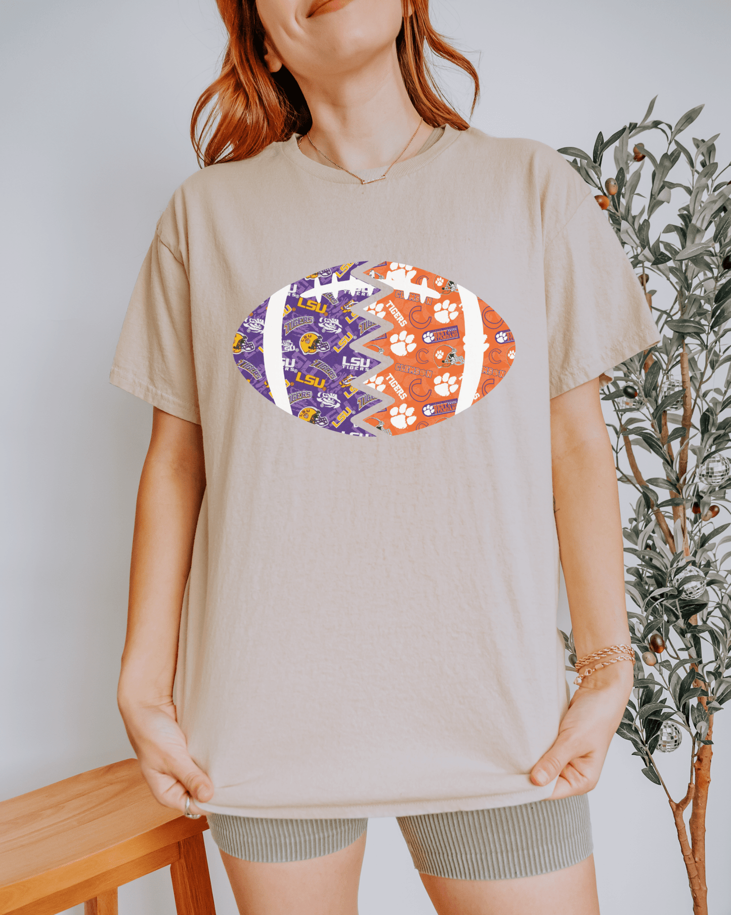 Split Football Prints T-shirt - Tailgate Vibes