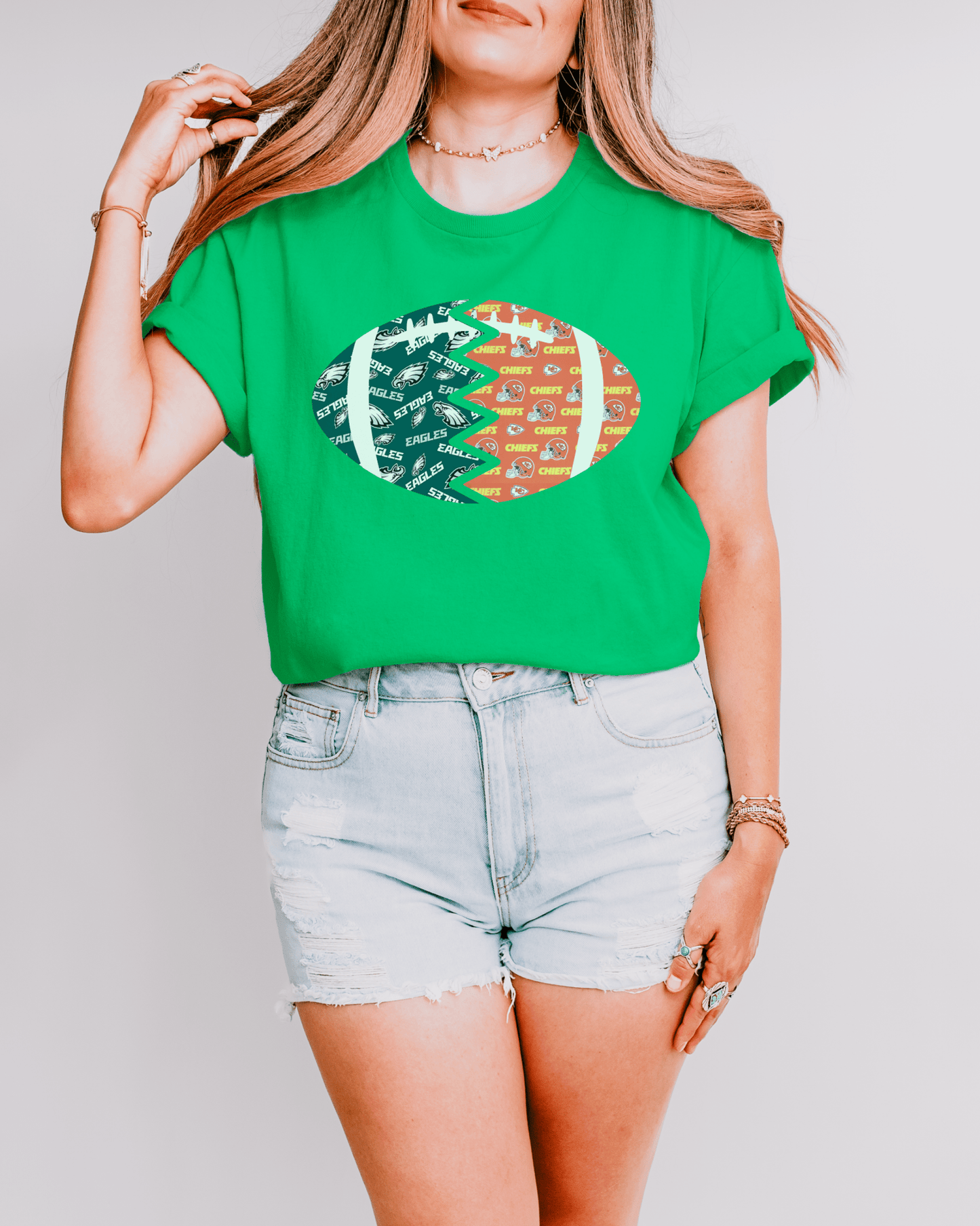 Split Football Prints T-shirt - Tailgate Vibes