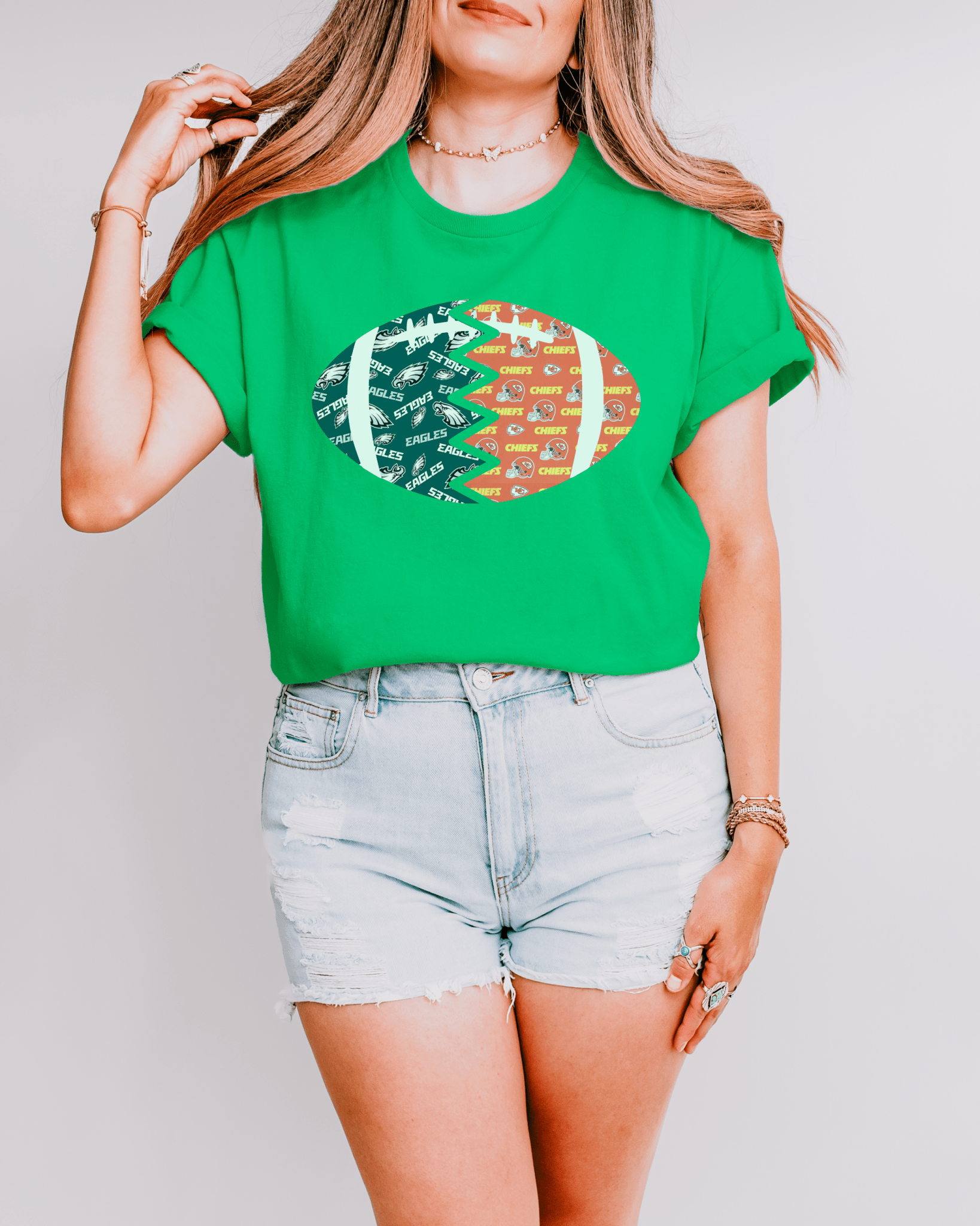 Split Football Prints T-shirt - Tailgate Vibes