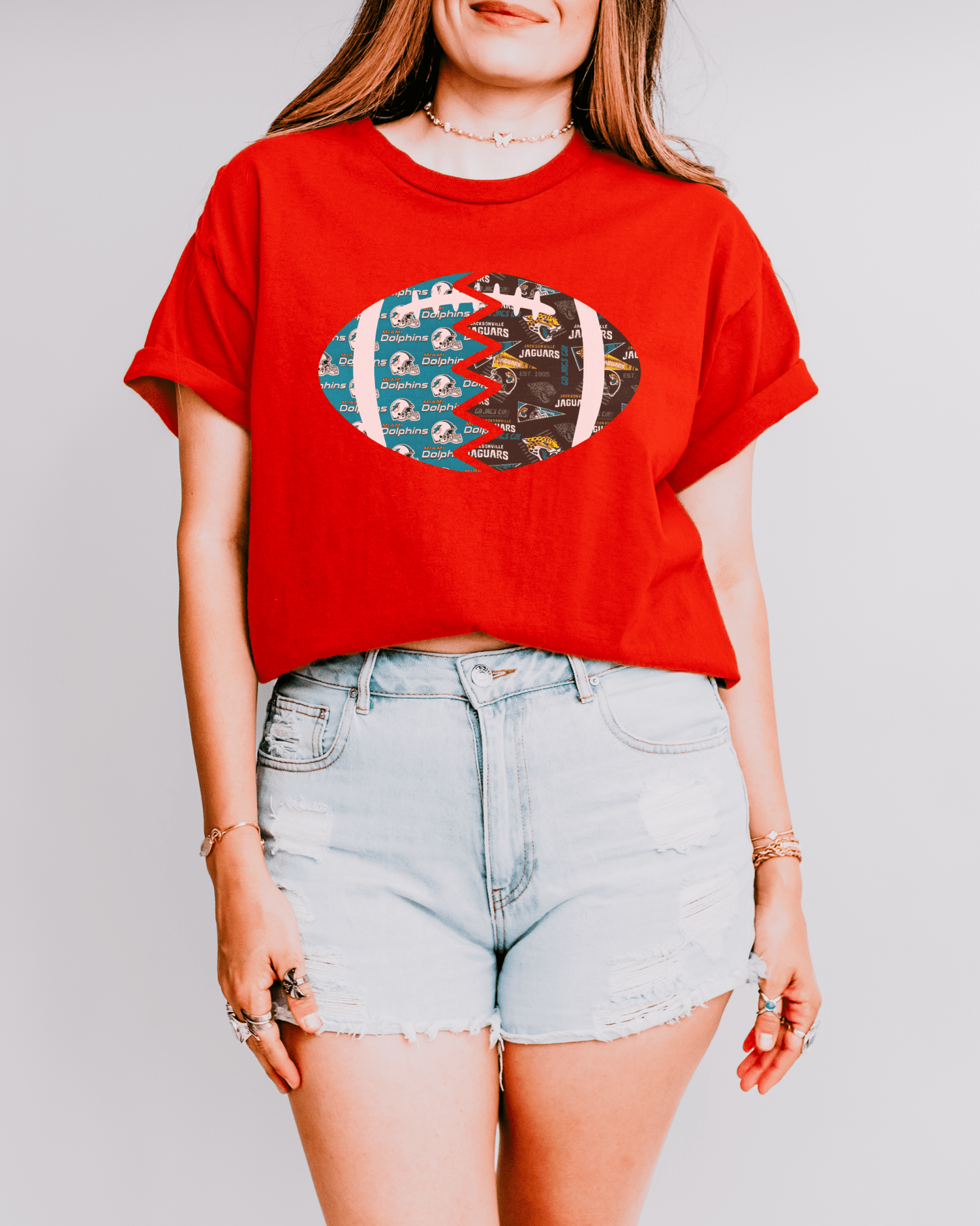 Split Football Prints T-shirt - Tailgate Vibes