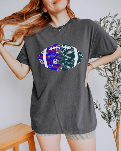 Split Football Prints T-shirt - Tailgate Vibes