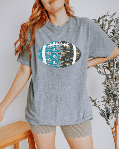 Split Football Prints T-shirt - Tailgate Vibes