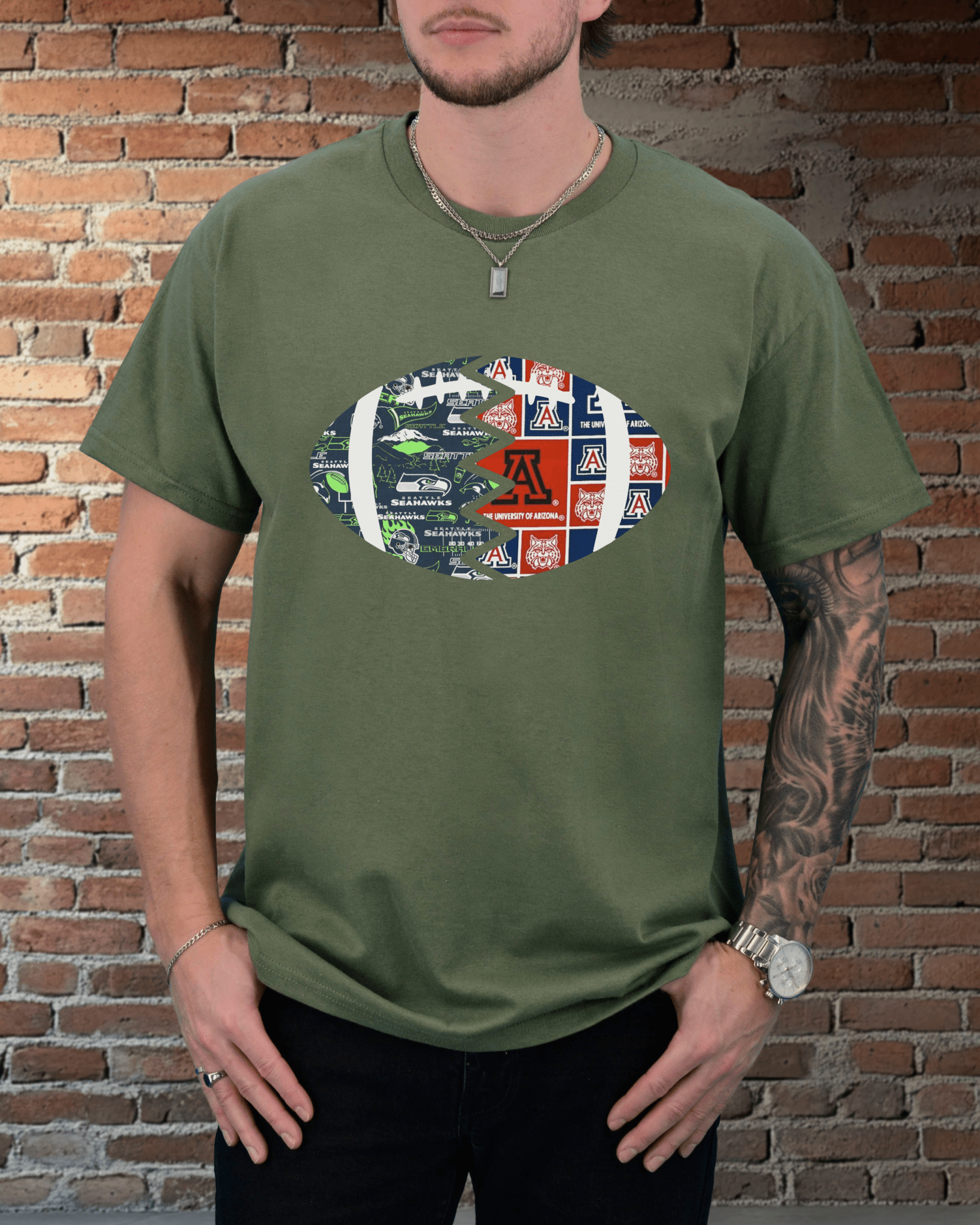 Split Football Prints T-shirt - Tailgate Vibes