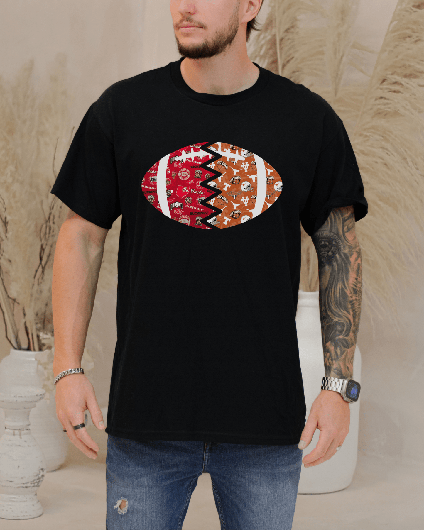 Split Football Prints T-shirt - Tailgate Vibes