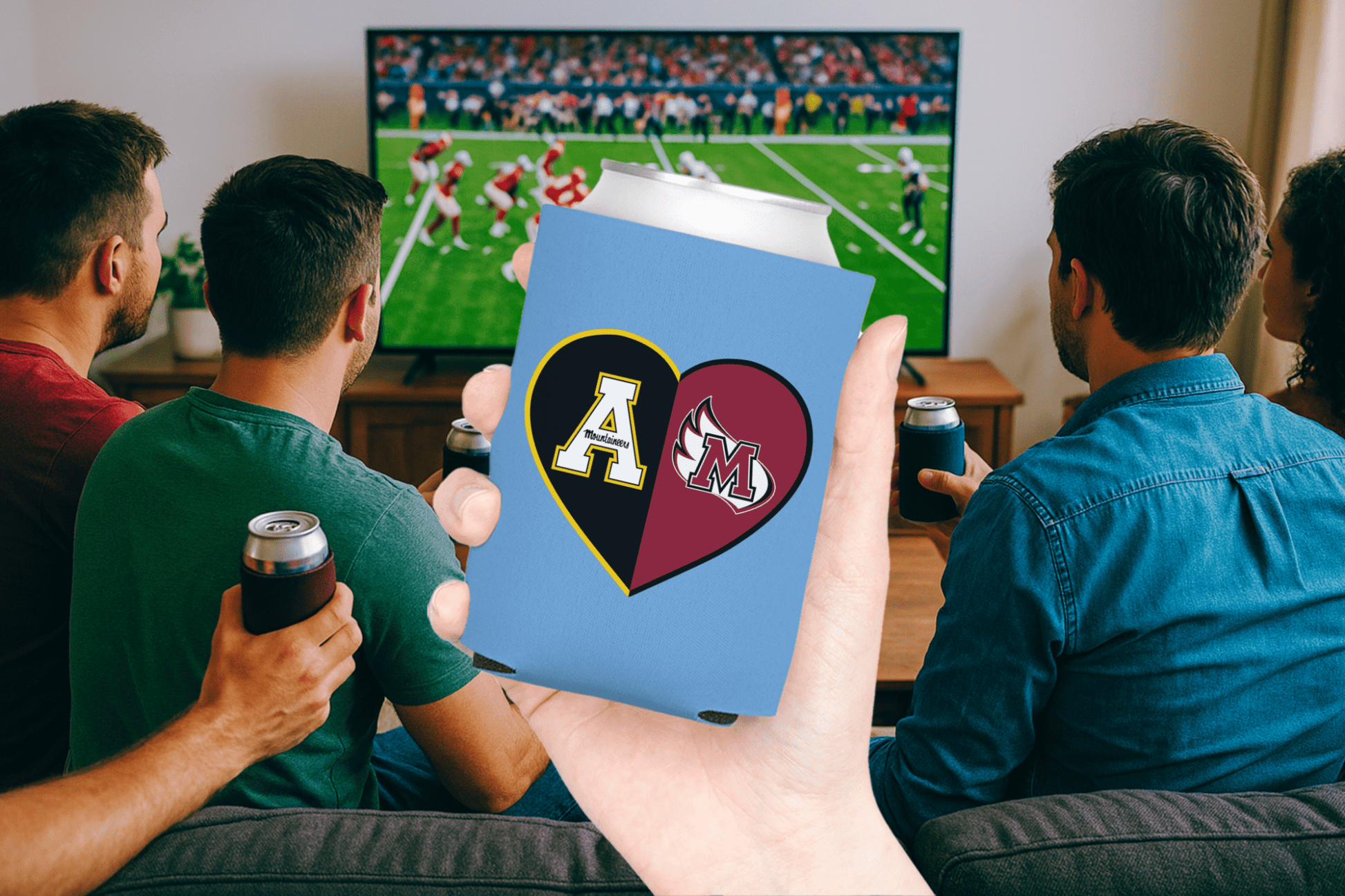 Split Heart Logos Can Coolers - Tailgate Vibes