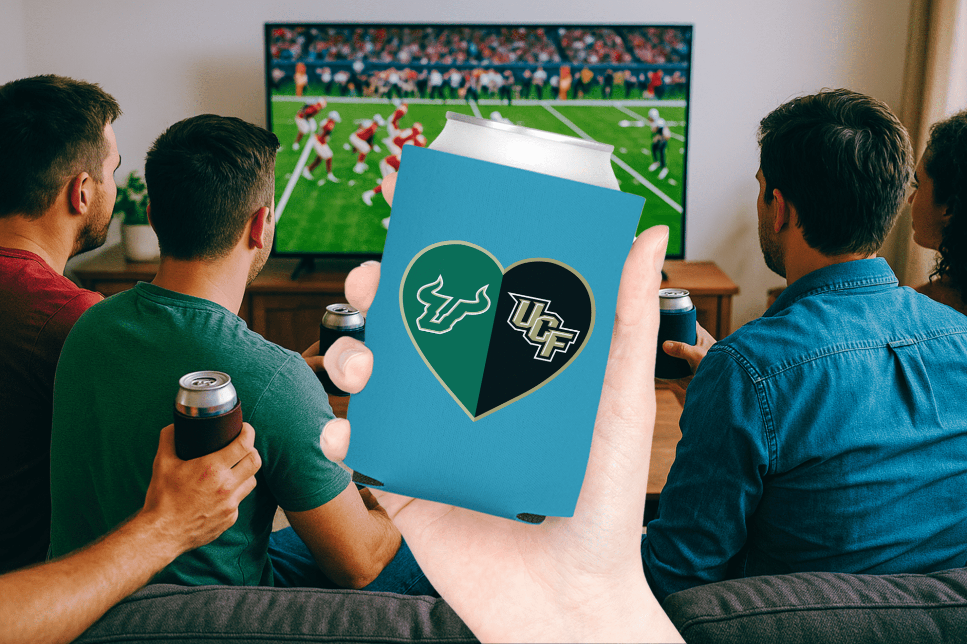 Split Heart Logos Can Coolers - Tailgate Vibes