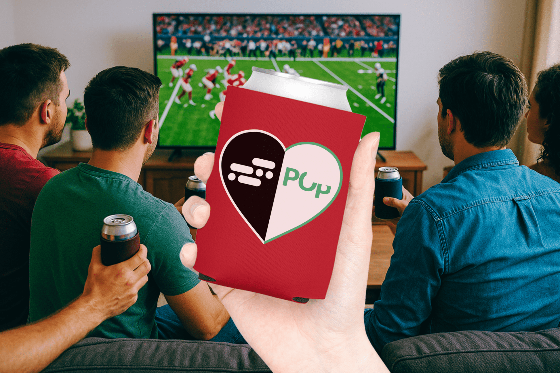 Split Heart Logos Can Coolers - Tailgate Vibes