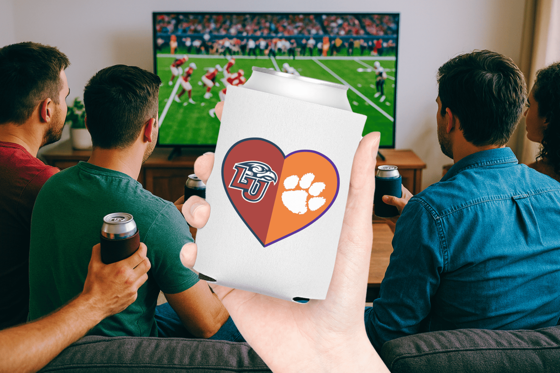 Split Heart Logos Can Coolers - Tailgate Vibes