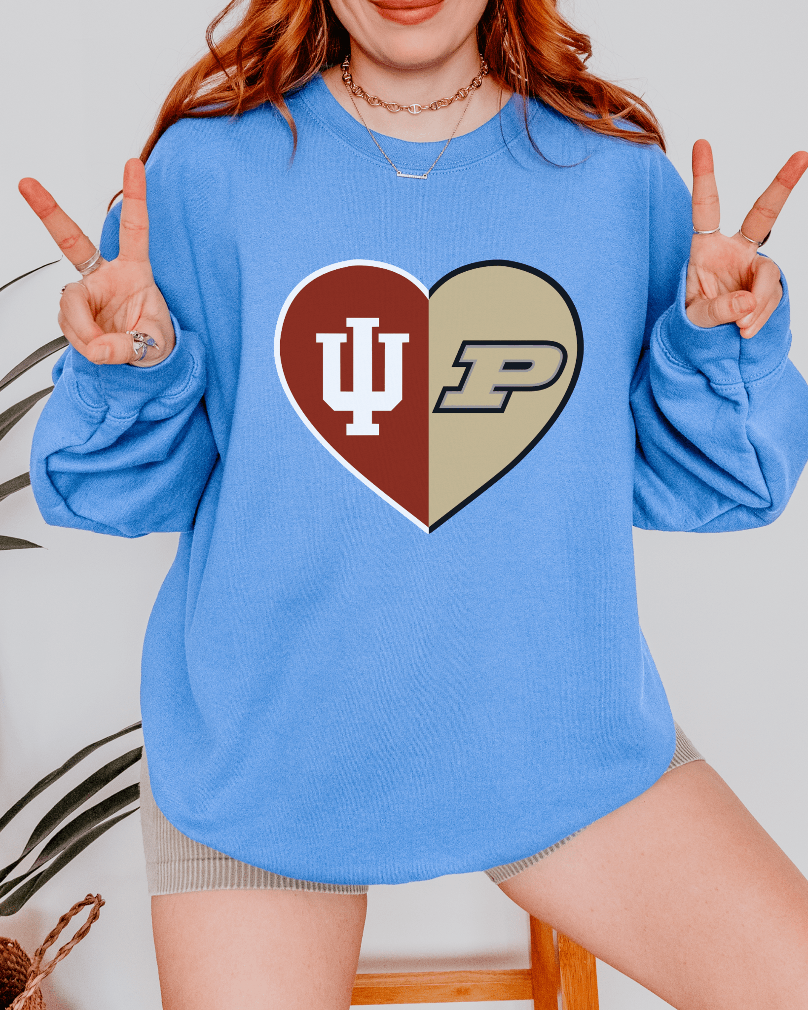 Split Heart Logos Crewneck Sweatshirt - Tailgate Vibes