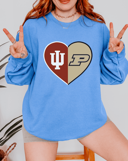 Split Heart Logos Crewneck Sweatshirt - Tailgate Vibes