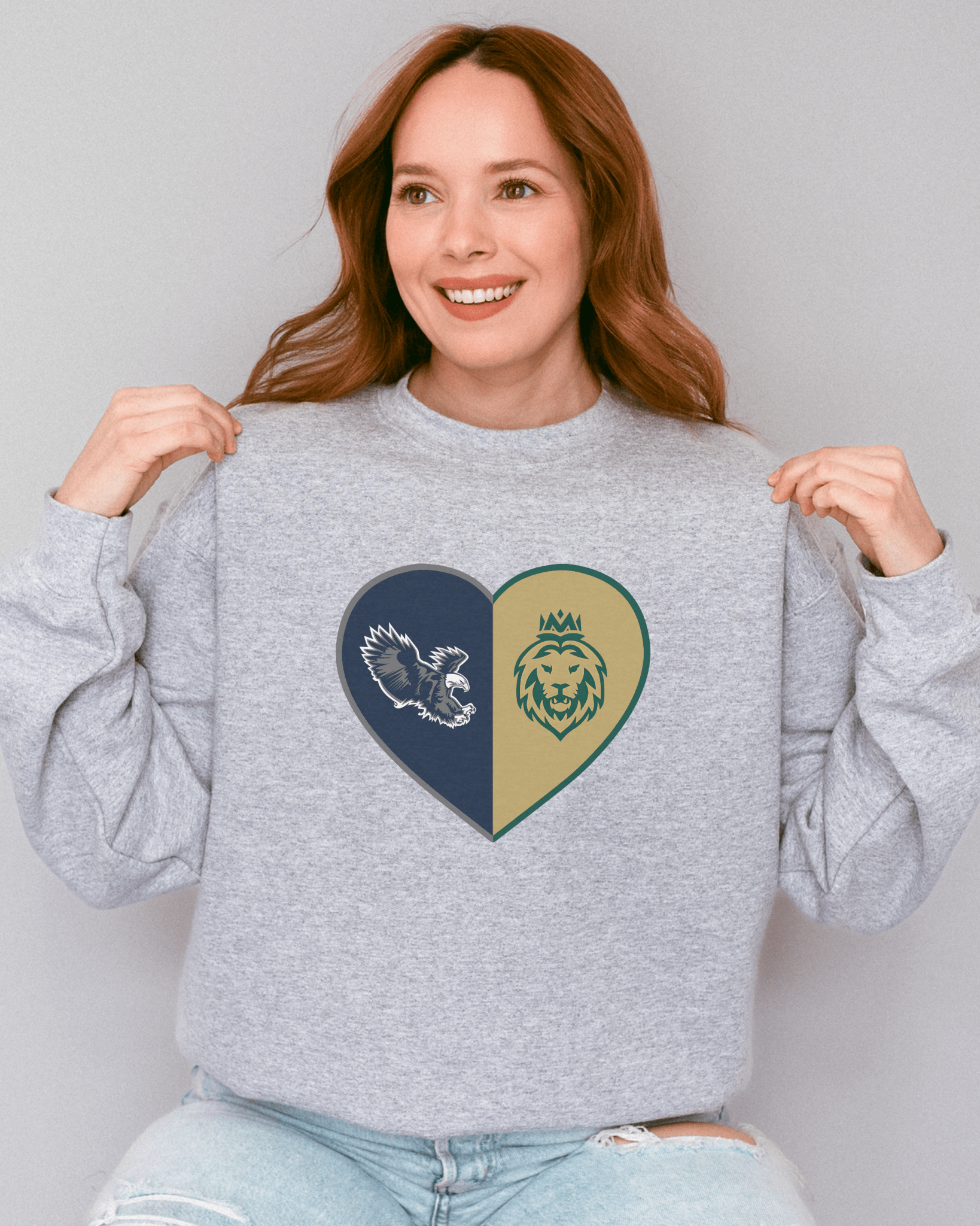 Split Heart Logos Crewneck Sweatshirt - Tailgate Vibes