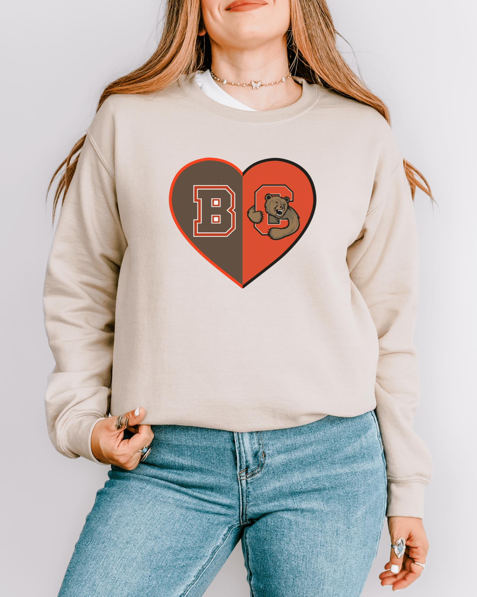 Split Heart Logos Crewneck Sweatshirt - Tailgate Vibes