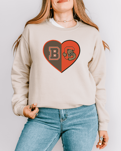 Split Heart Logos Crewneck Sweatshirt - Tailgate Vibes