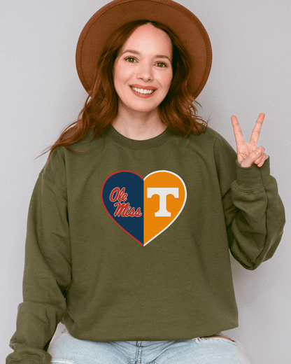 Split Heart Logos Crewneck Sweatshirt - Tailgate Vibes