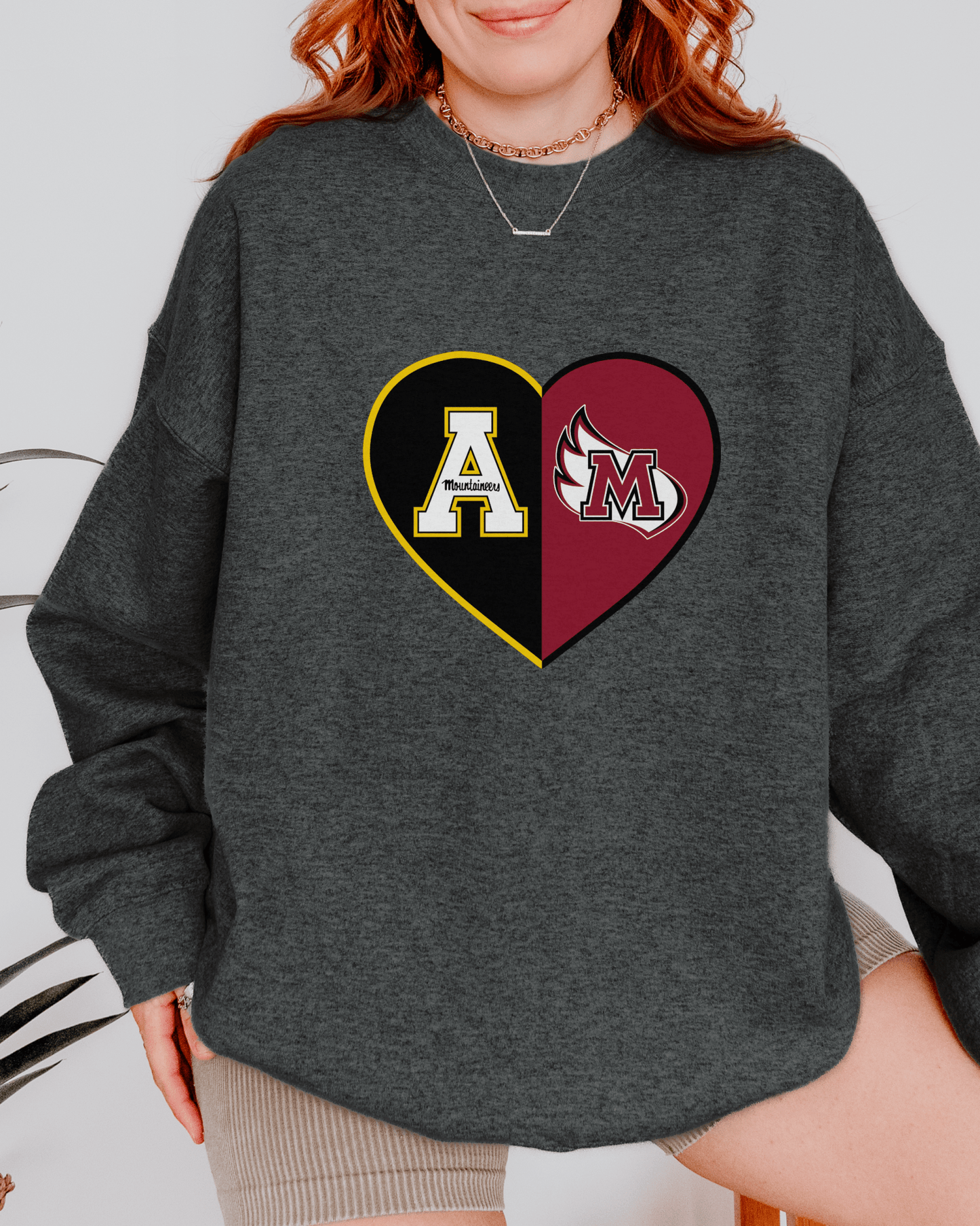 Split Heart Logos Crewneck Sweatshirt - Tailgate Vibes