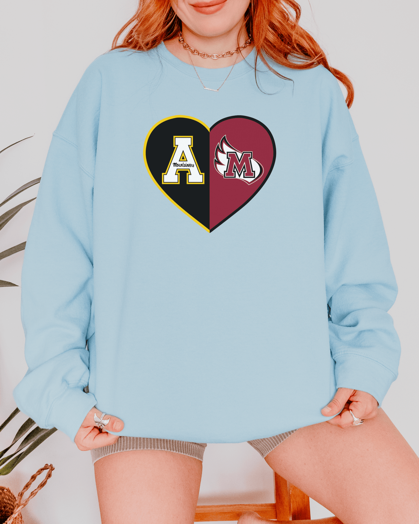 Split Heart Logos Crewneck Sweatshirt - Tailgate Vibes