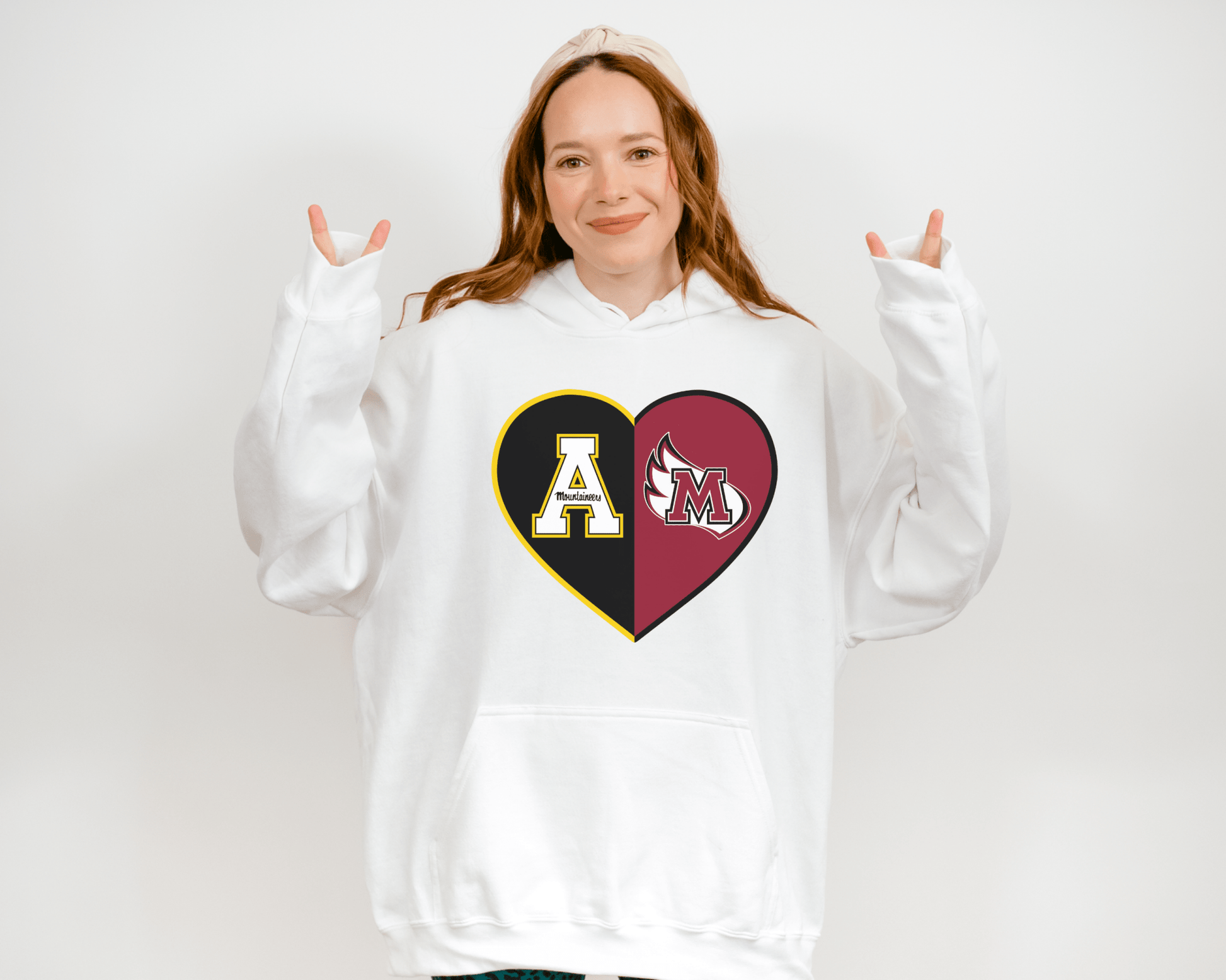Split Heart Logos Hooded Sweatshirt - Tailgate Vibes