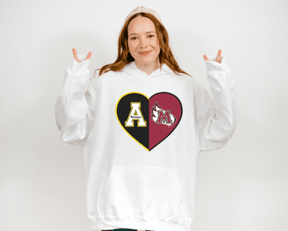 Split Heart Logos Hooded Sweatshirt - Tailgate Vibes